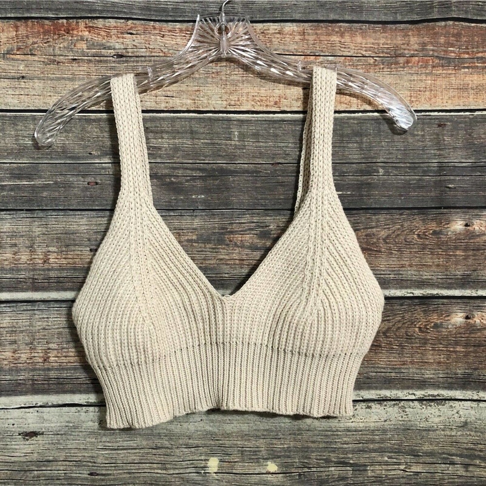 Zara Size Medium Beige SweaterCrop Top Sweater Tank NWOT